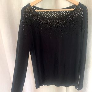 Velvet by Graham & Spencer black blouse with small cutouts